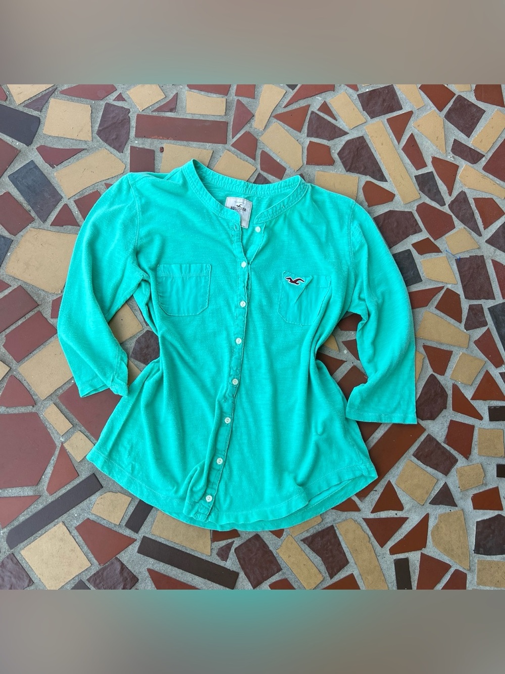 Vintage Y2K Hollister Button Down 3/4 Sleeve Top